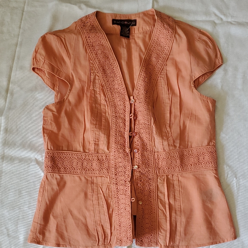 Bandolino Soft Coral Boho Top